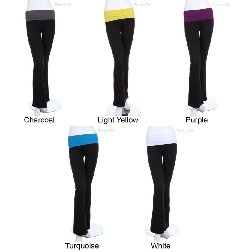   Band Fold Over Yoga Pants (Good Quality) VARIOUS COLOR SIZE  