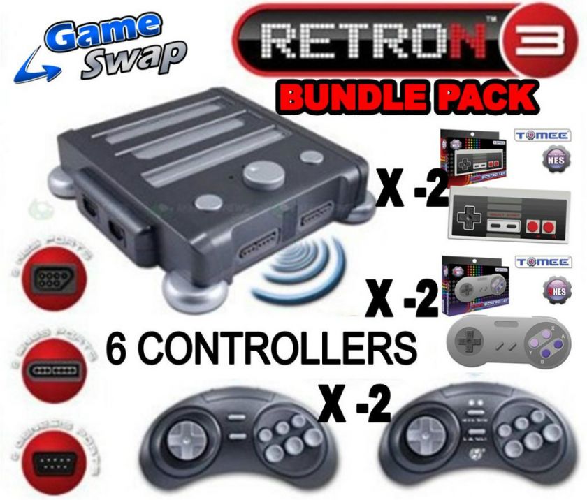 RETRON 3 SYSTEM BUNDLE NINTENDO NES SNES SEGA GENESIS 3 IN 1 CONSOLE 