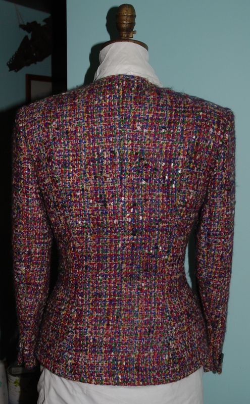 Guy Laroche Vintage Tweed Jacket Size 4   Purples, Reds, Blues   Made 