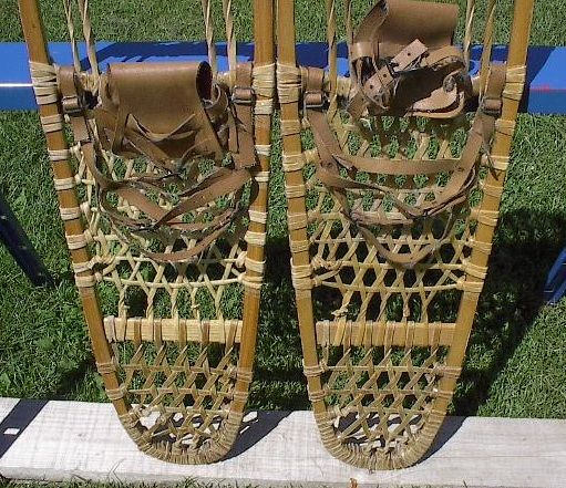 VINTAGE Indian Snowshoes 36x10 Bear Paw VERMONT TUBBS  