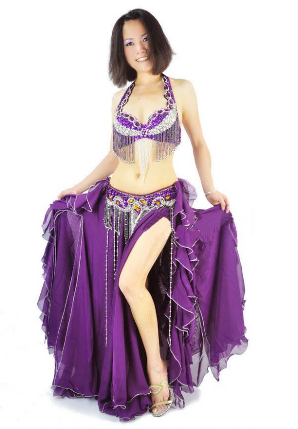 C91809 Sexy Belly Dance Costume Set Top & Belt Multicolor S M L XL 