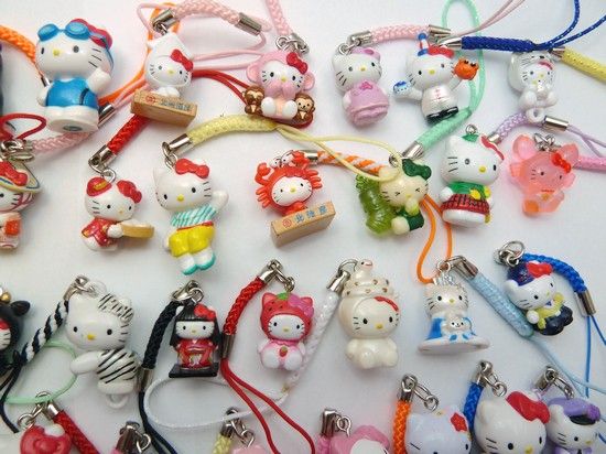 12pcs cute HelloKitty Mobile phone Pendant Charm 12#  