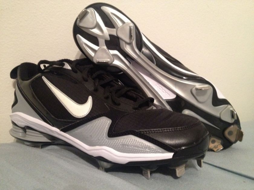 New Nike Shox Fuse 2 Mens Baseball Cleats Black/White/Silver $105 