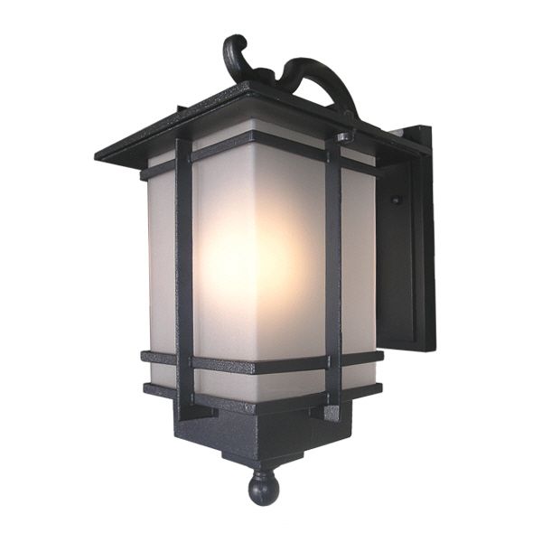 MISSION STYLE Matt Black OUTDOR FROST WALL LIGHT 847263080987  