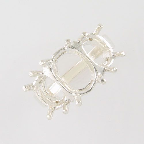 10X8 & 2 8X6 OVAL RING SETTING IN SILVER SIZE 6.25 FREE USA SHIPPING 