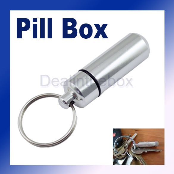 Pill Box Case Bottle Cache Drug Holder Keychain Al  