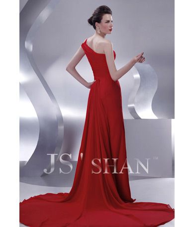 JSSHAN Red One shoulder Ball Evening Gown Prom Dress  