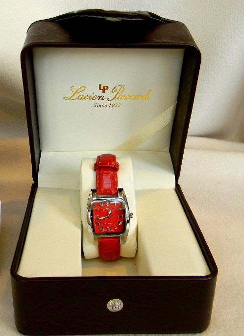   Piccard Women Red Leather Suncoast Collection Watch Diamond Rhodium