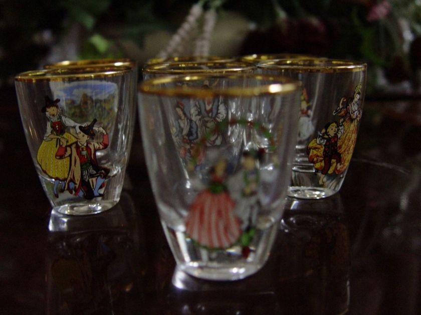 Colorful Scene Shot Glasses Made in France  