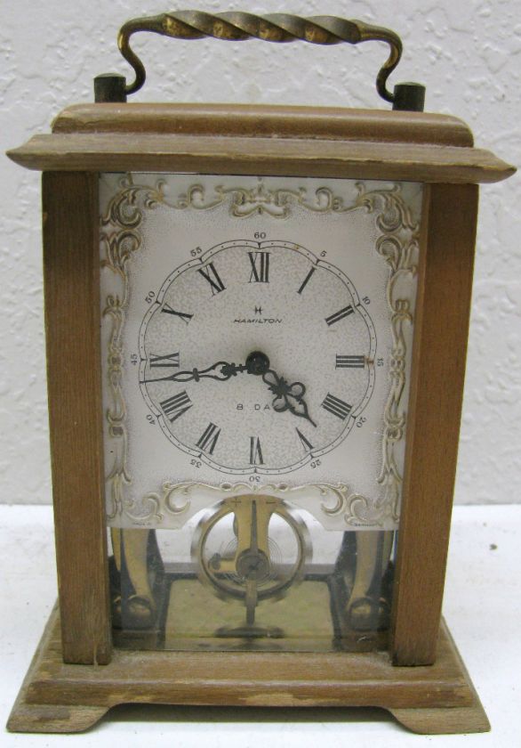 Antique Vintage Hamilton 8 day Carriage Travel Clock 2 jewels Germany 