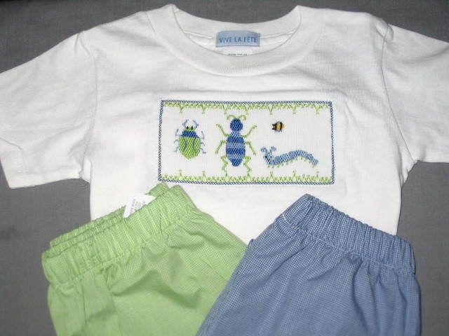 NWT VIVE La FETE SMOCKED Boys tee shirt 4 5 6 7 BUGS WORM BEE  