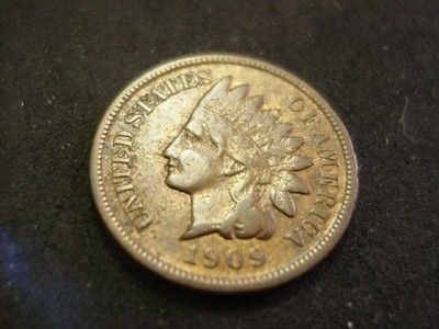 1909 S INDIAN HEAD CENT PENNY KEY DATE EXTRA FINE LOOK  