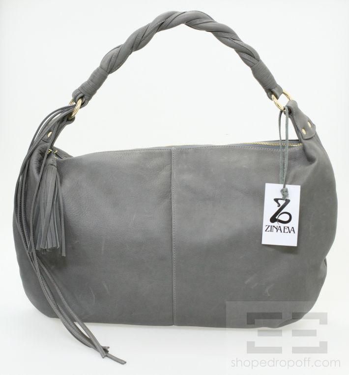 Zina Eva Grey Deerskin Leather Lydia Hobo Bag NEW  