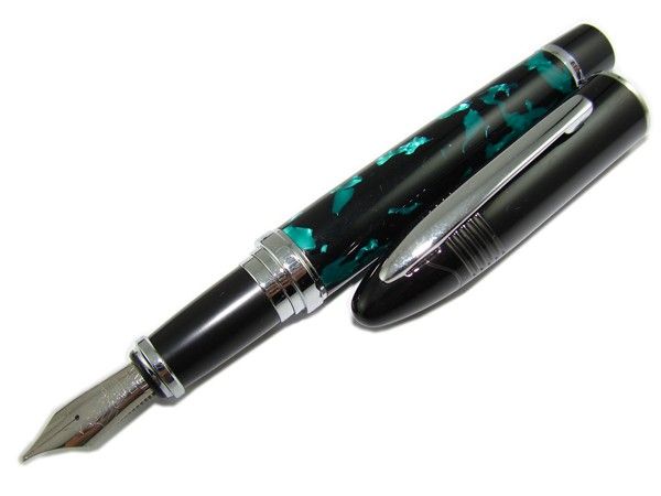 NP59 Green Shark Celluloid Duke Fountain Pen Medium Iridium Point 