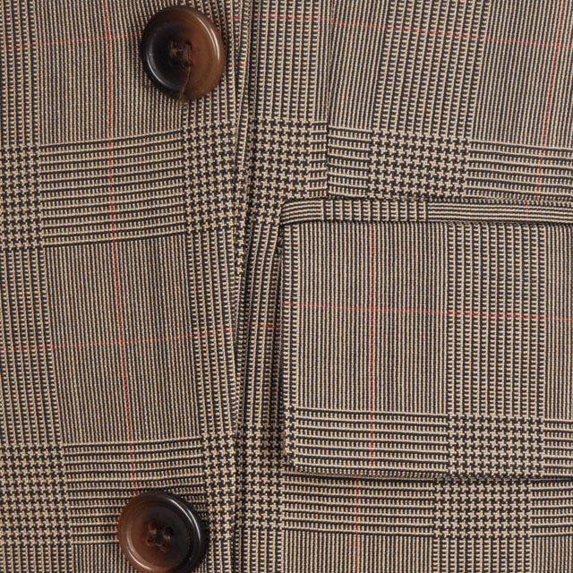 38R Chaps Ralph Lauren Taupe Glen Plaid Two Button Executive Wool Suit 