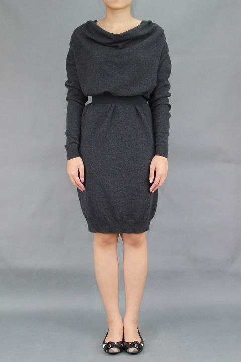 LANVIN 11AW NWT FEMALE DRAPED WOOL KNIT DRESS  