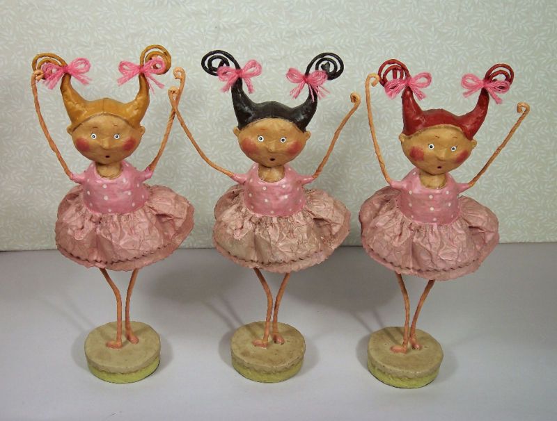 Folk Art Ballerina Bella Figurine Set 3 Lori Mitchell  