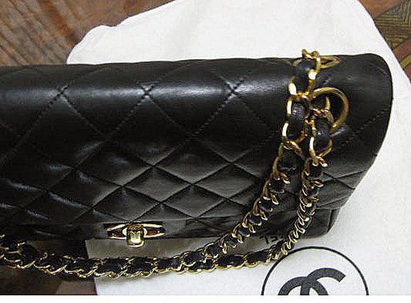   CHANEL Classic Coco Black Lamb 2.55 Double Flap Bag Purse  