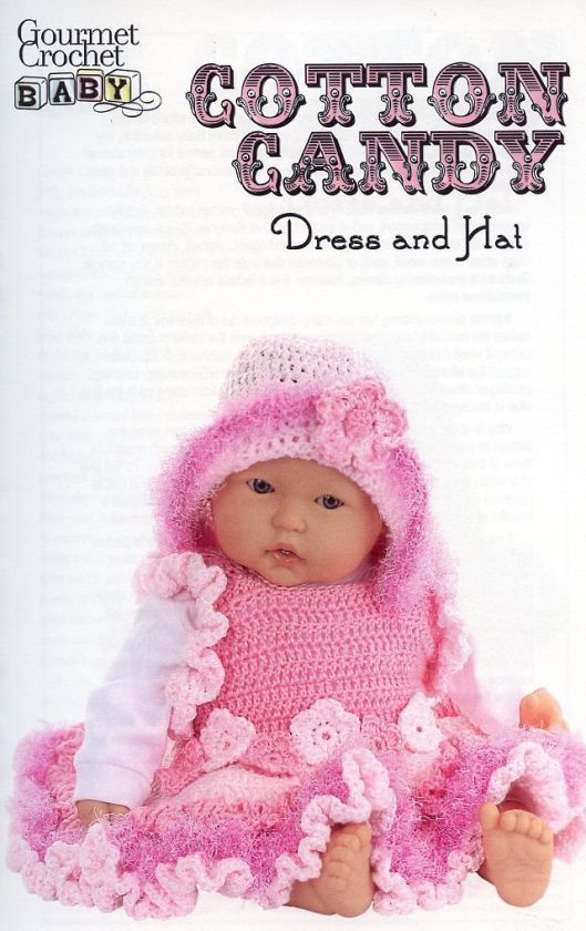 Cotton Candy Baby Girl Dress and Hat Gourmet Crochet Pattern Leaflet 