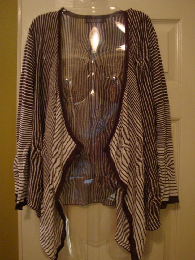 NWT $130 ZOZO OPEN FRONT DRAPED SILK CARDIGAN LARGE  