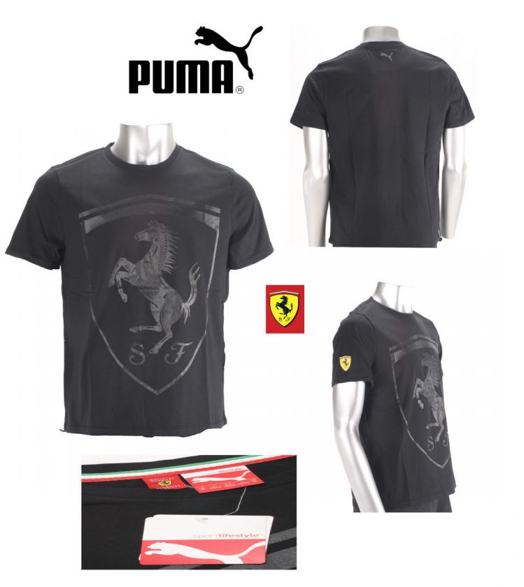   Puma Ferrari Mens T Shirt BLACK TOP MOTORSPORT SIZES S/M/L/XL  