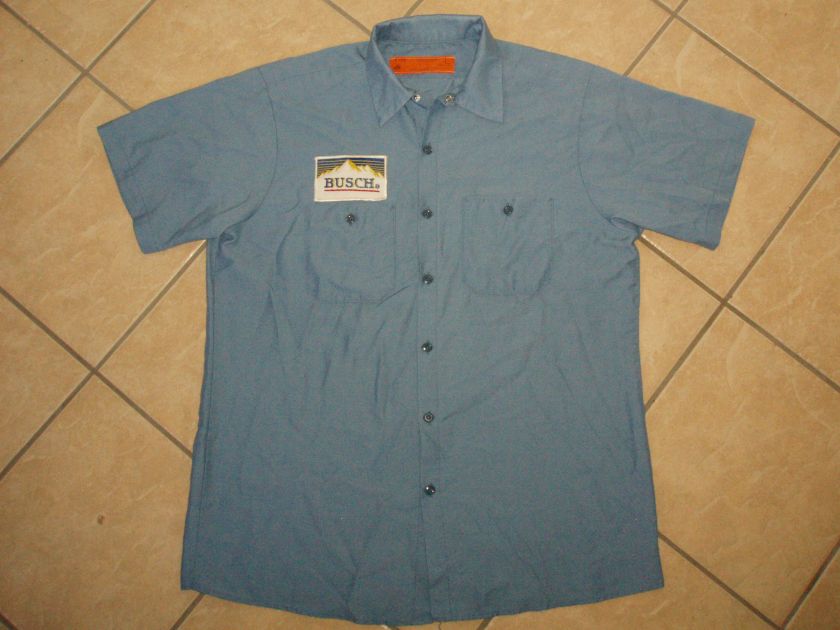 vtg BUSCH BEER WORKSHIRT delivery guy uniform patch L  