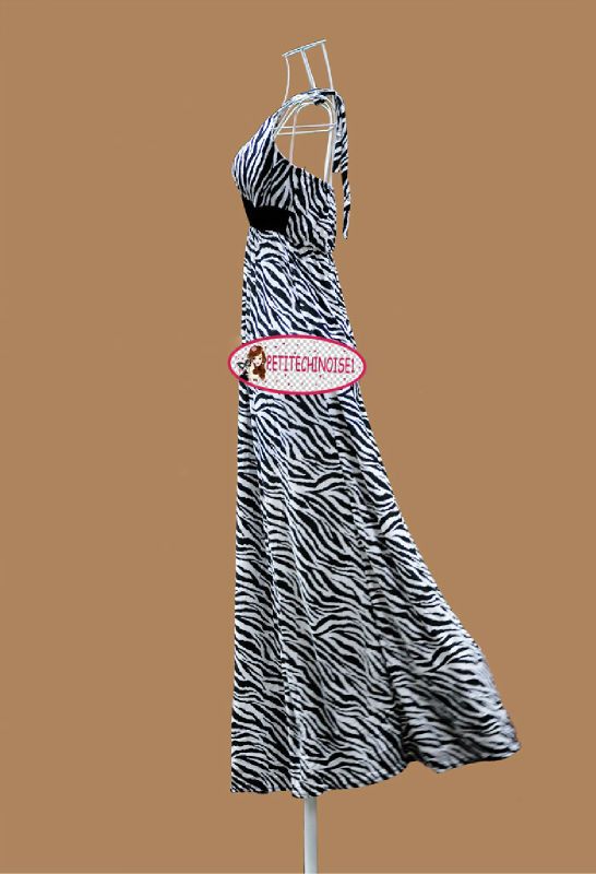 Maxi Dress Zebra Trendy Evening Dress S M SL089N  