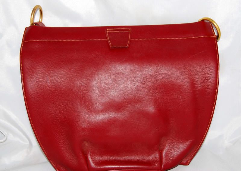 1960 Lesco Cranberry Leather Shoulder Bag Purse  