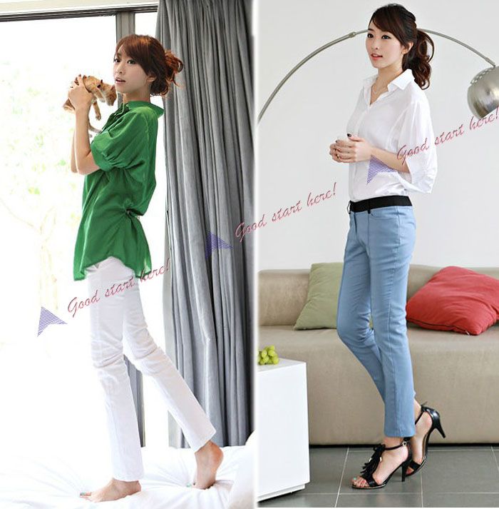 New Korean Style Womens Ladies Office Casual Shirt Batwing Dolman 