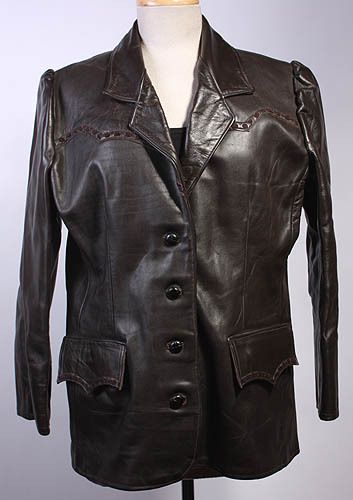 WOMENS VTG CUTE LEATHER ROCKABILLY JACKET/BLAZER sz XL  