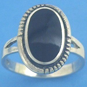 R254N Sterling Silver Black Onyx Ring Size 7 Free S/H  
