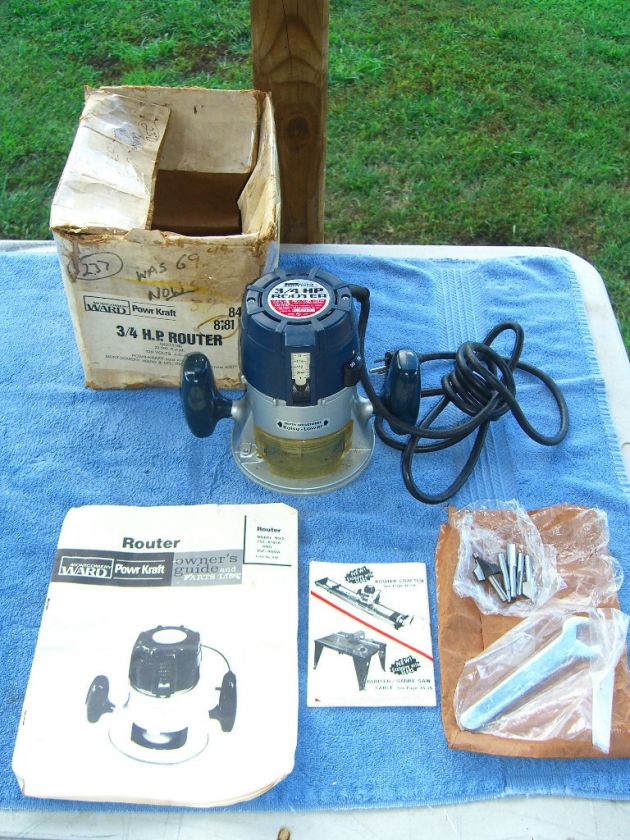 Powr Kraft Montgomery Ward 3/4 HP Router with paper work and wrench 