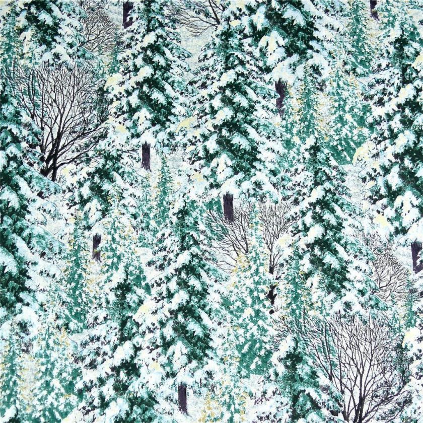 South Seas Imports Cotton Fabric Snow, Winter Trees FQs  