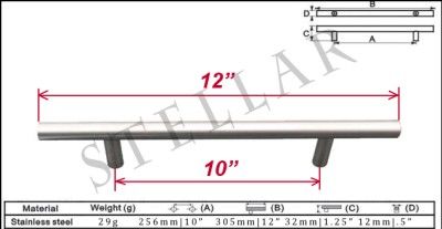 12 STAINLESS brushed STEEL PULL HANDLES CABINET BAR  