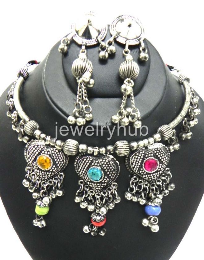 NW Kuchi Tribal Heart Necklace Small Set Jewelry Choker BellyDance 