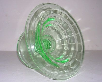 Green VASELINE Pressed Glass Compote Pedestal Bowl Dish  