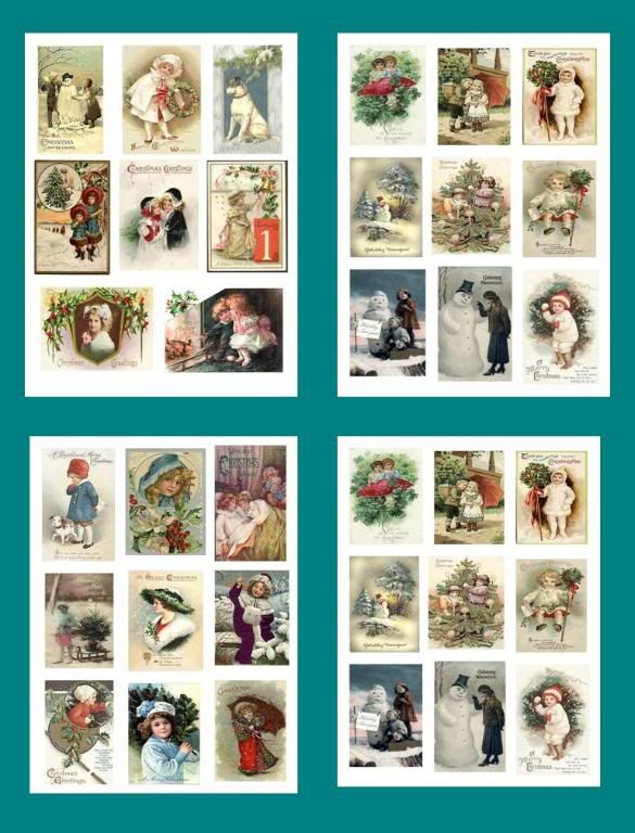 23 Holiday Vintage PC Collage Sheets 8 X 11 CD  