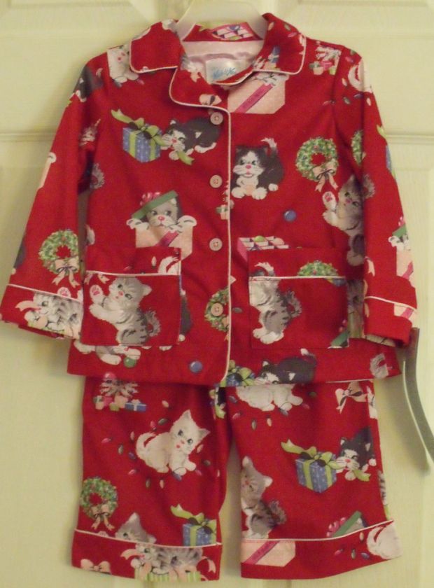 NWT NICK & NORA 2 PC RED CHRISTMAS PAJAMA SET GIRL 2T  