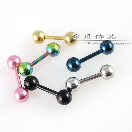 Pair of 16 Gauge 1.2mm Titanium Anodized Steel Dumbbell Earrings 