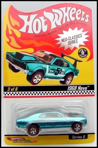 HOT WHEELS 2007 BLUE 1968 NOVA SERIES 5 3/6 MOMC  