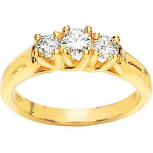 CT MOISSANITE 3 STONE ANNIVERSARY RING 14K YELLOW GOLD  