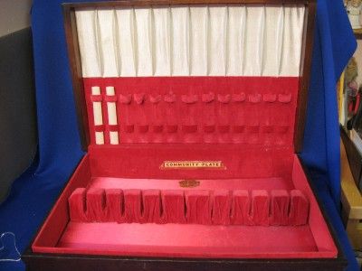 Flatware Storage Box Wood AntiTarnish liner 12 place  