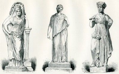 Statues Hebe Nemesis Aphrodite 1885 Antique Print  