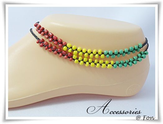 Rasta Ankle Bracelet Handmade Bead Bell Bohemian Sexy 9  