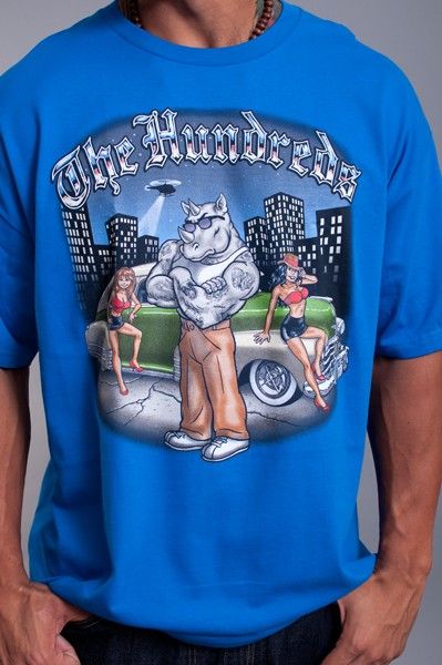   HUNDREDS LOGO HIP HOP ROYAL BLUE LOC RHINO TEE T SHIRT SIZE 2XL  