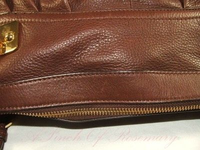 Makowsky Canterbury Leather Satchel Bag Purse Brandy  