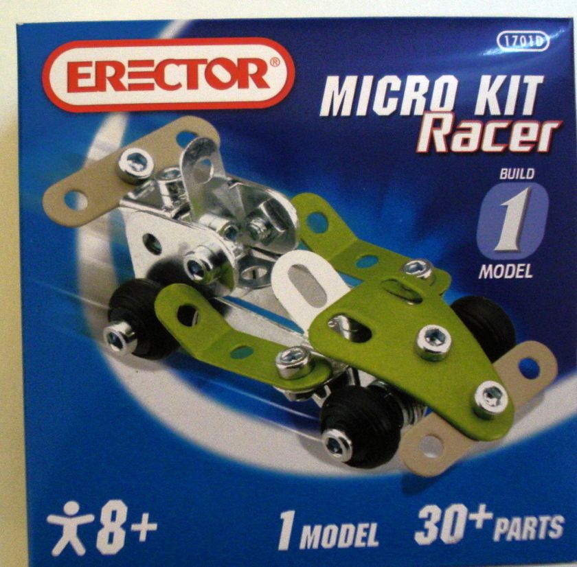 Erector Micro Kit Building Model Toy Racer Car 30+ Part  