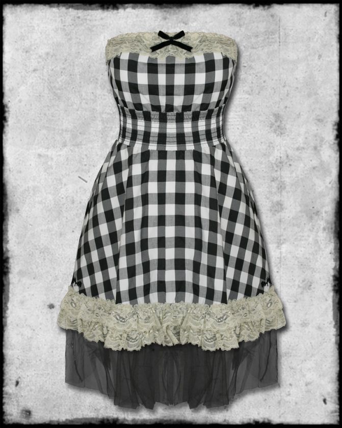 IRON FIST BLACK WHITE GINGHAM HOUSE BUNNY PIN UP DRESS  