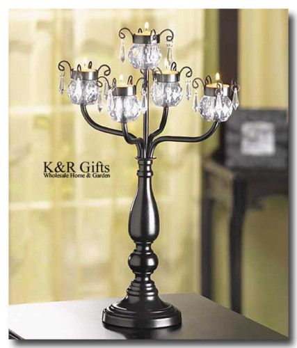 CANDLE HOLDERS CENTERPIECE 17 Tall BLACK CANDELABRA  