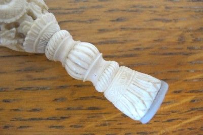 ANTIQUE CHINESE CANTON CARVED OX BONE DRAGON WAX SEAL  